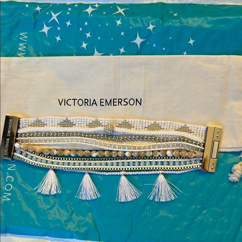 Victoria Emerson White and Gold Bracelet